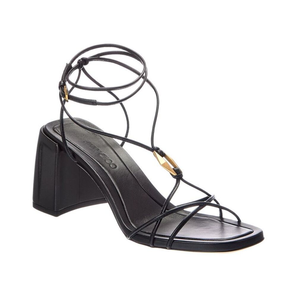 Jimmy Choo Onyxia 70 Leather Sandal, Black